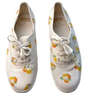 Keds x Kate Spade Orange Print Sneakers Canvas Lace Up Cottagecore Summer Shoes